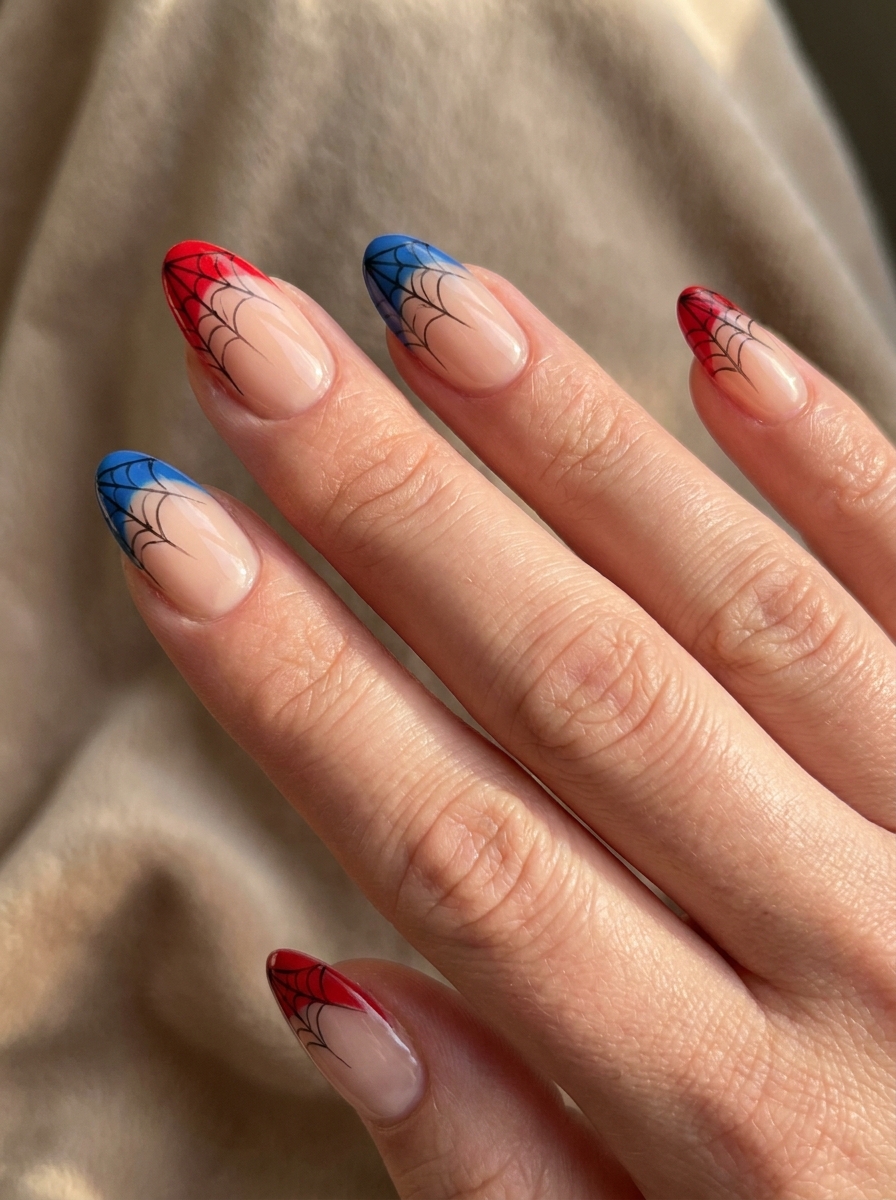 Spiderman French Tips als Spiderman Nägel Inspiration 2026